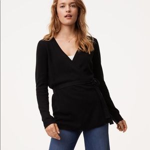 Loft Black Tie Wrap Sweater Size S